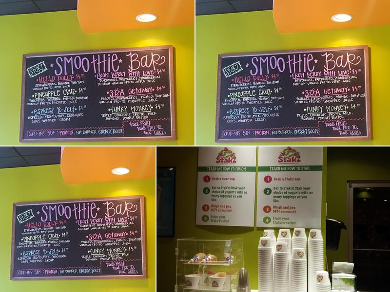 Stakz Frozen Yogurt Menu
