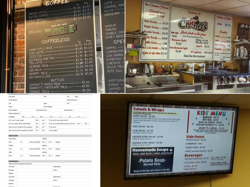 Chaney's Dairy Barn Menu