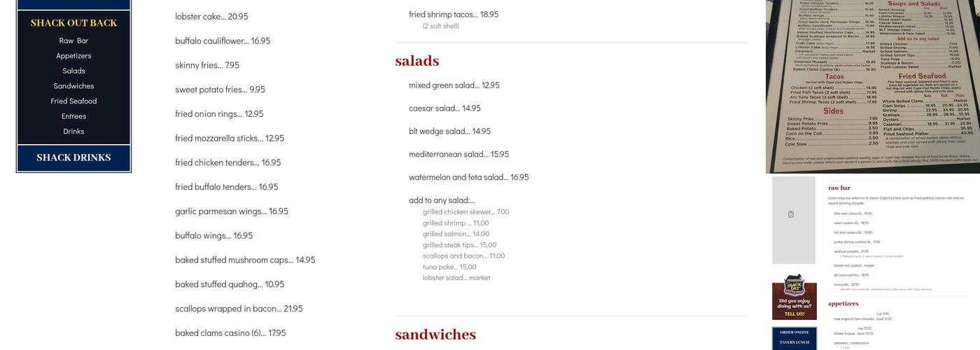 Black Cat Harbor Shack Menu