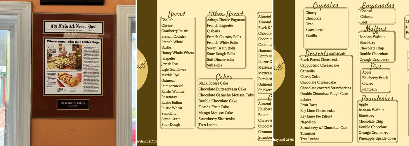 Stone Hearth Bakery Menu