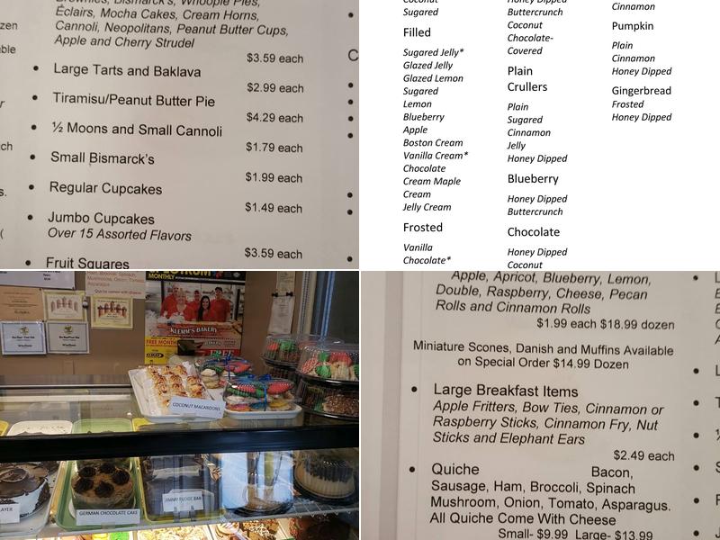 Klemm's Bakery Menu