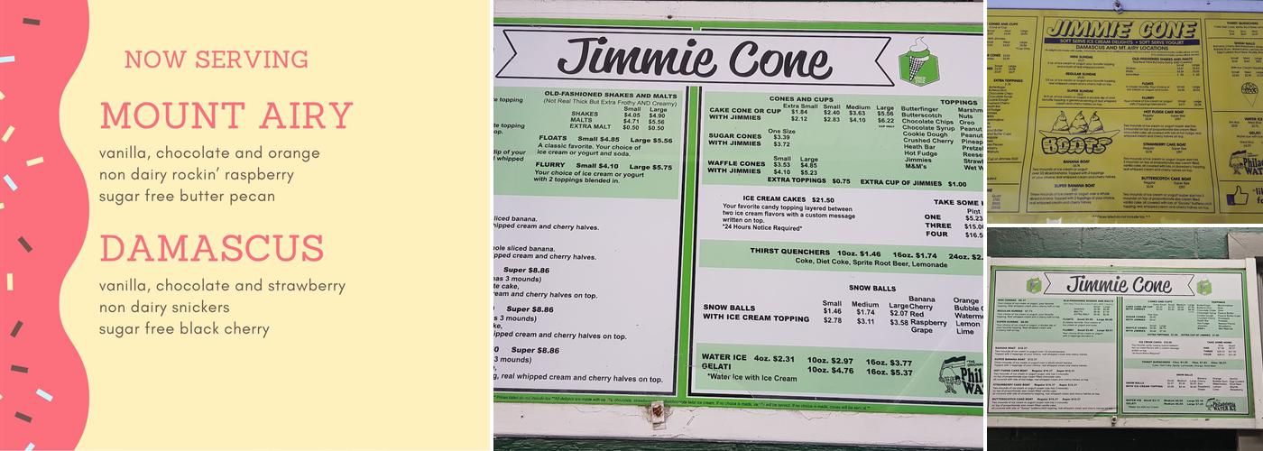 Jimmie Cone Menu