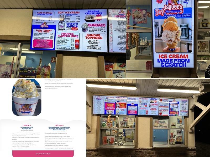 Jay Gee's Ice Cream Menu