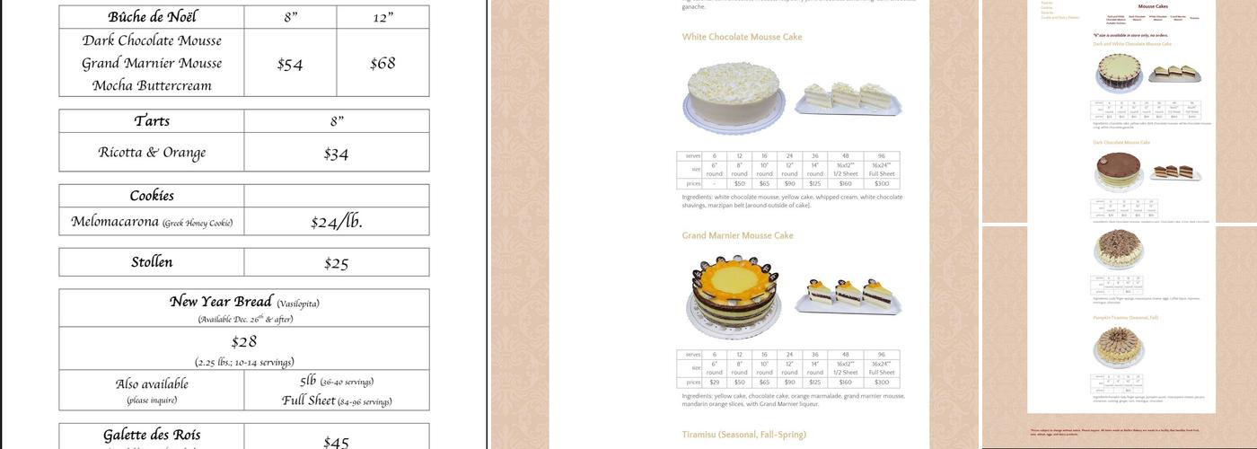Stella's Bakery Menu