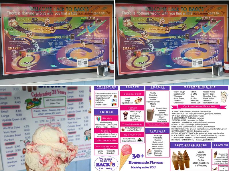Back's Dairy Bar Menu