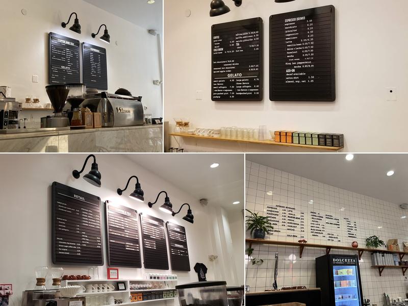 Dolcezza Gelato & Coffee Menu