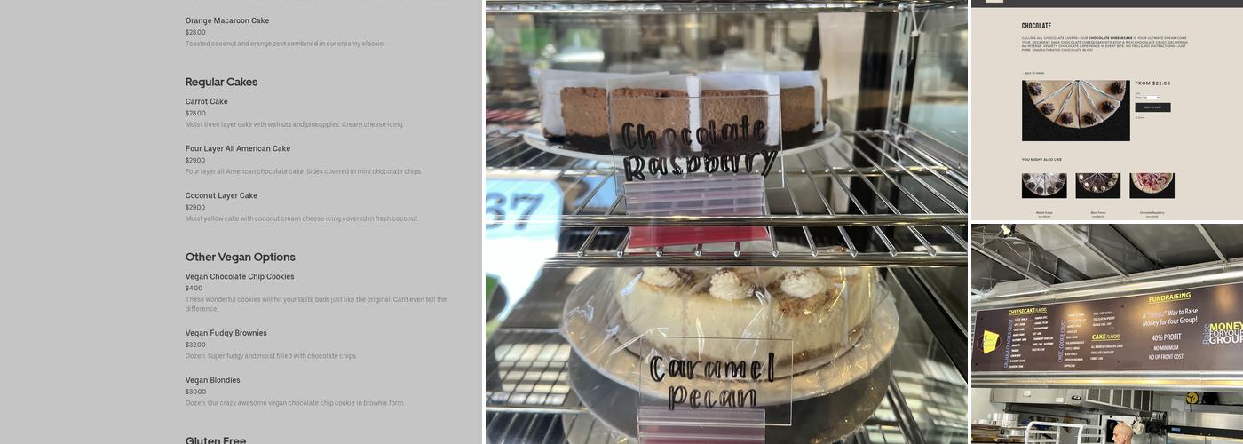 Sweetz Cheesecake Menu