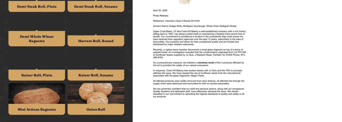 Crest Hill Bakery Menu