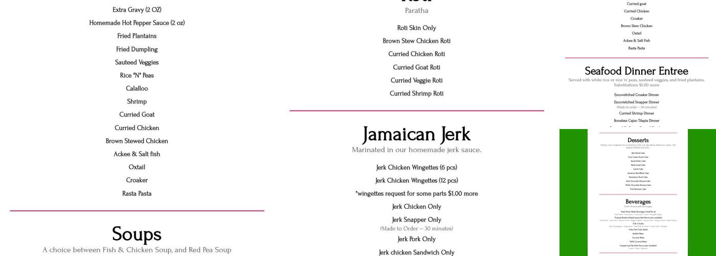 Weakness For Sweetness Menu