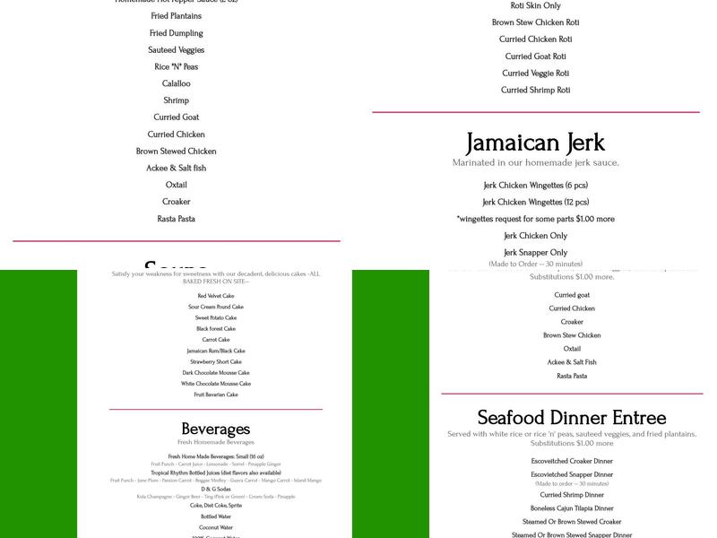 Weakness For Sweetness Menu