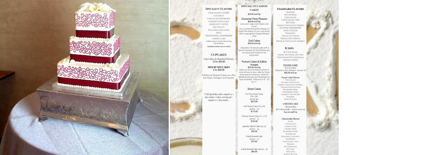 Occasional Cakes LLC Menu