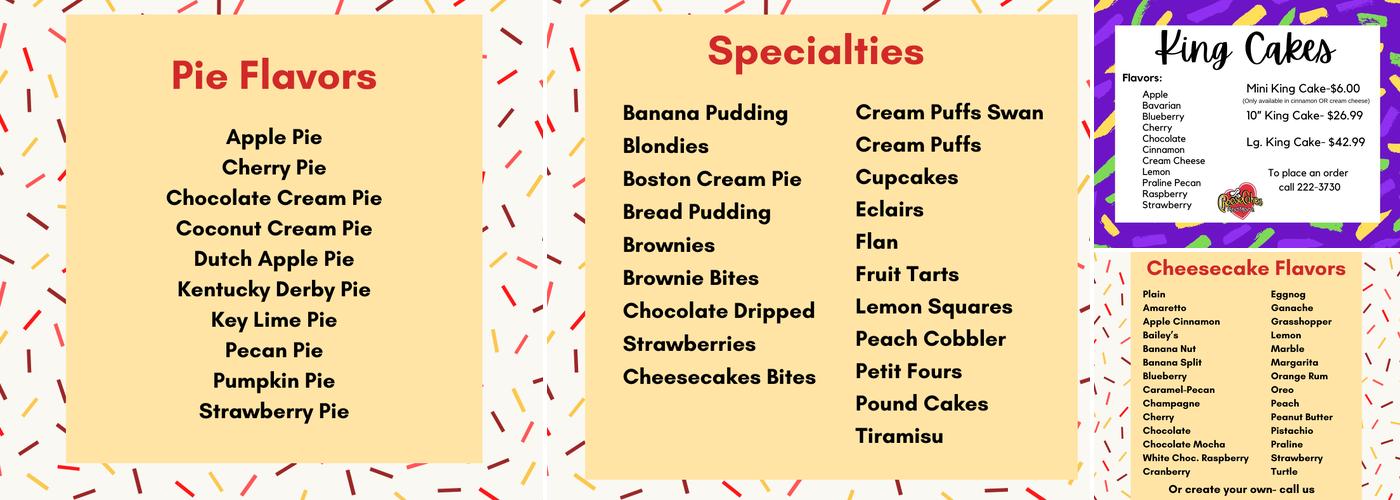 Cheesecakes & More Menu