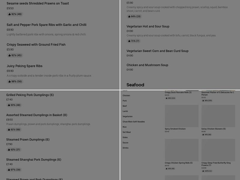 V Bar Essex Ltd Menu