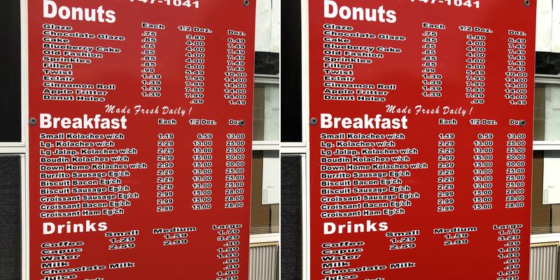 S K Donuts Menu