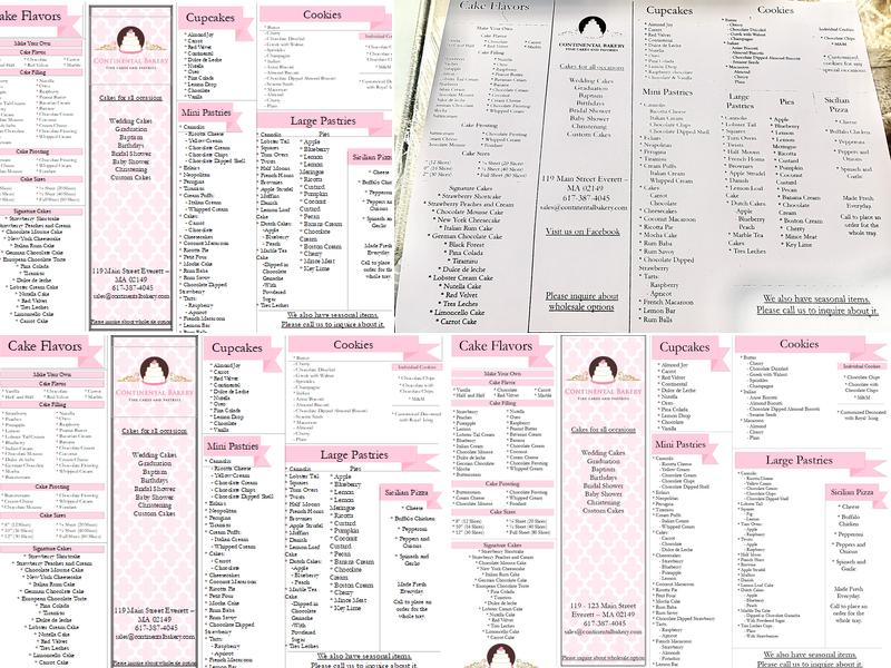 Continental Bakery Menu