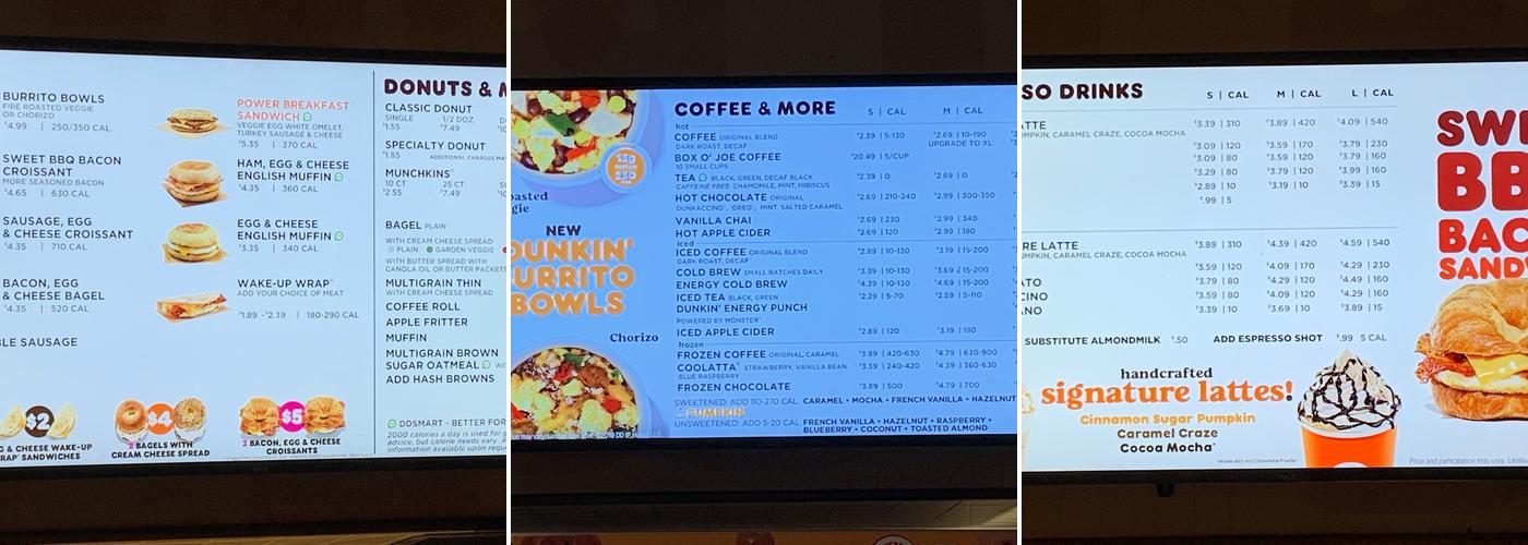 Dunkin' Menu