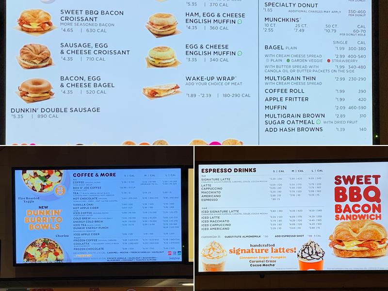Dunkin' Menu