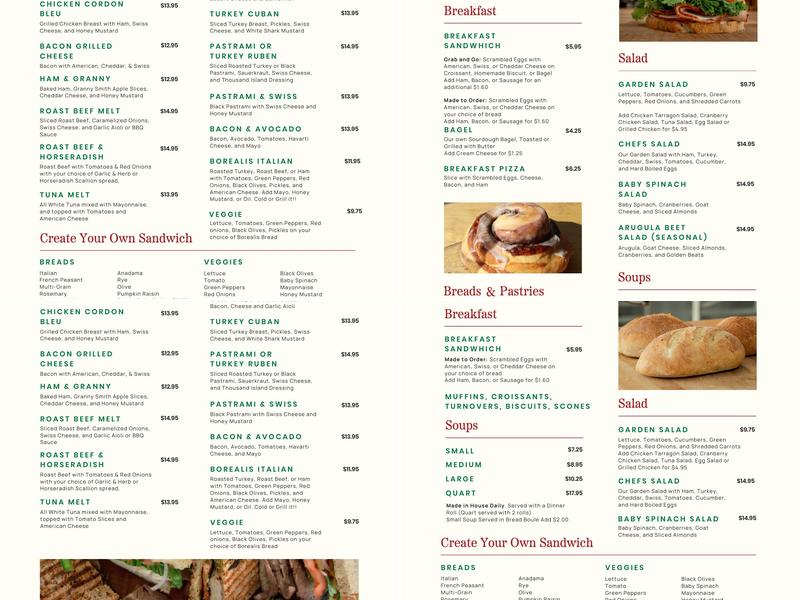 Borealis Breads Waldoboro Maine Menu