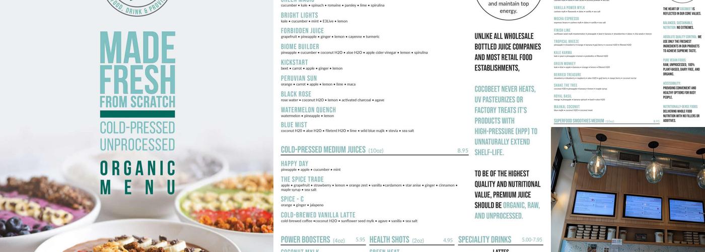 Cocobeet - Boston Menu