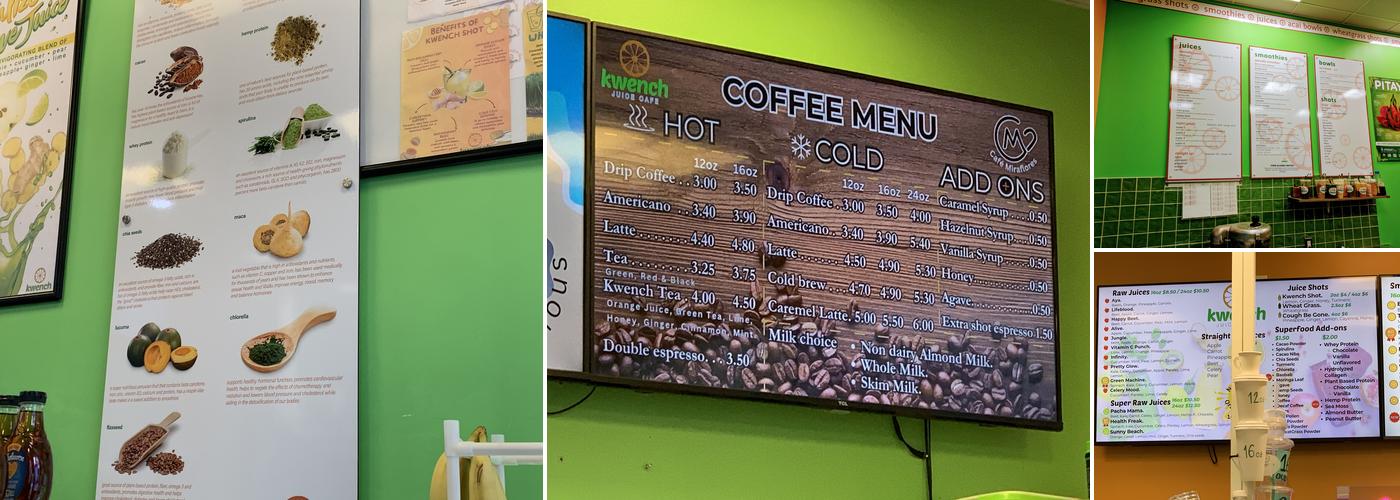 Kwench Juice Cafe Menu