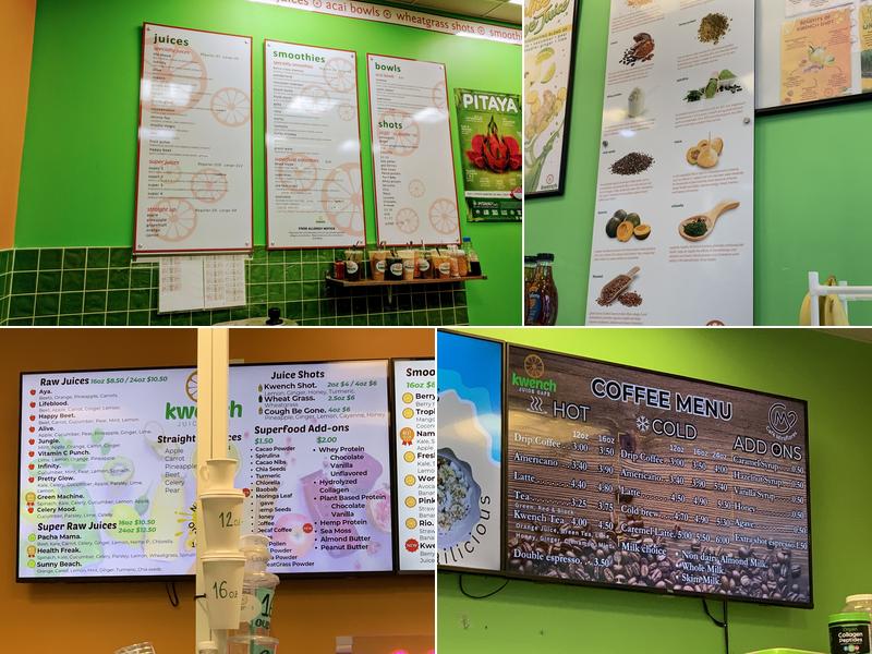 Kwench Juice Cafe Menu