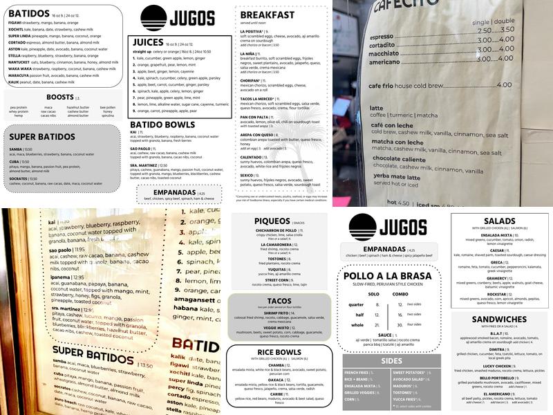 JUGOS Menu
