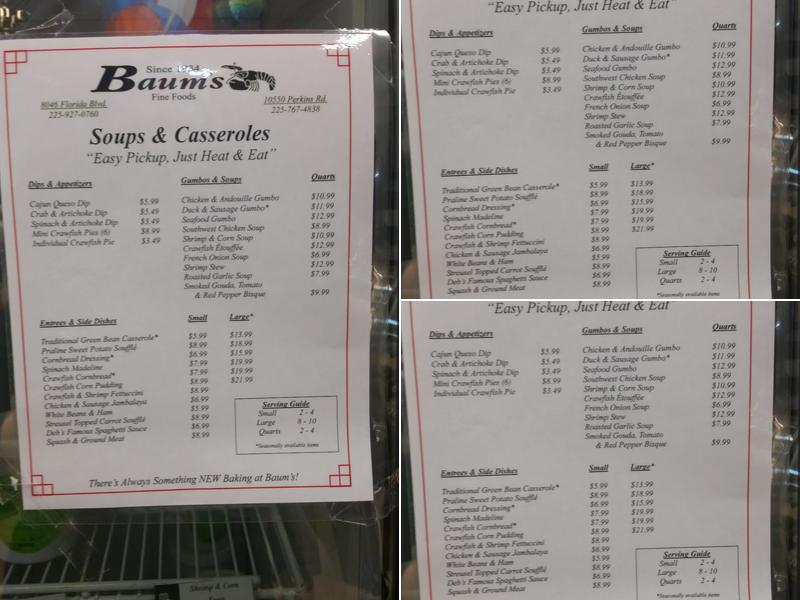 Baum's Fine Pastries Menu