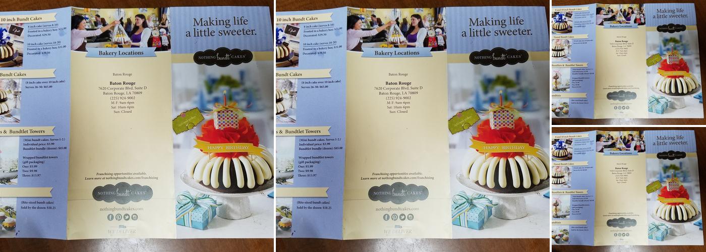 Nothing Bundt Cakes Menu