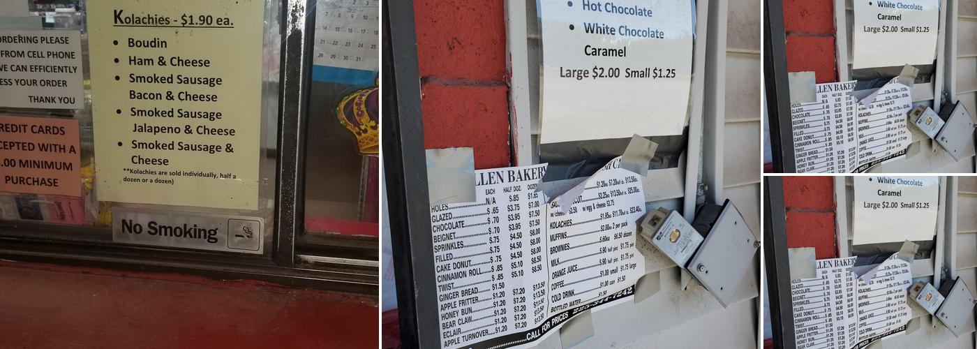 Port Allen Bakery Menu