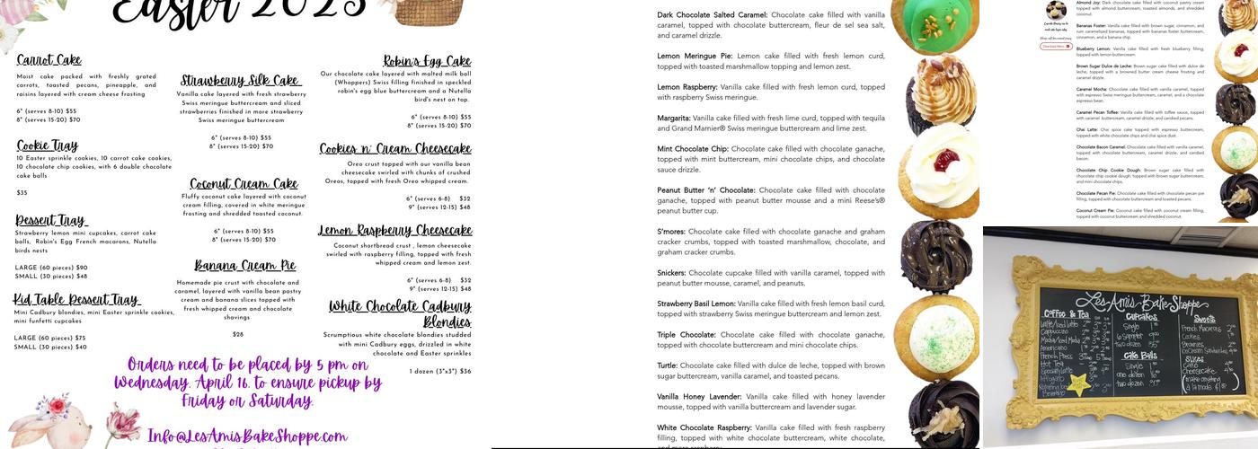 Les Amis Bake Shoppe Menu