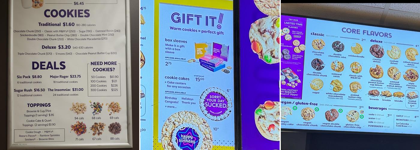 Insomnia Cookies Menu