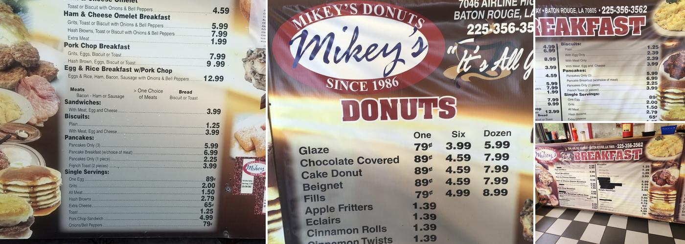 Mikey's Donut King Menu
