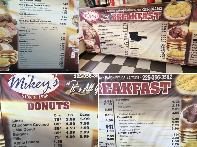 Mikey's Donut King Menu