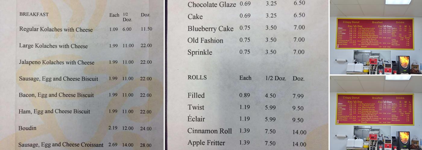 Crispy Donuts Menu