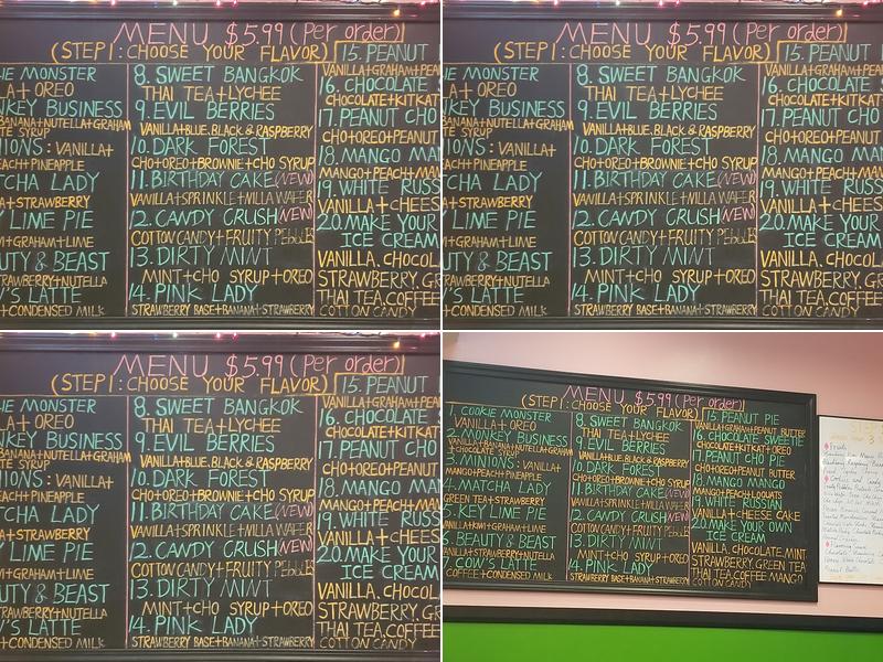 Freezing Cow Rolling Ice Cream Menu