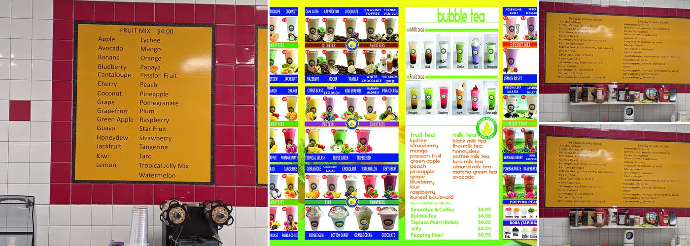 Paradise Smoothie Menu