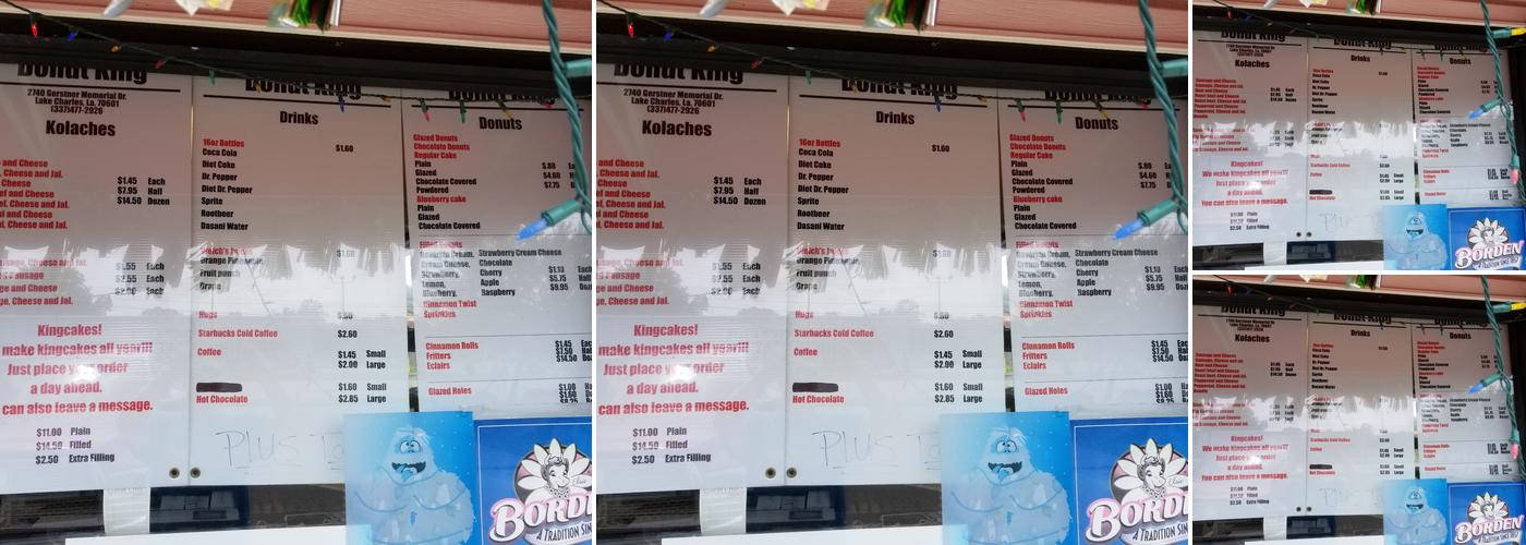 Donut King Menu