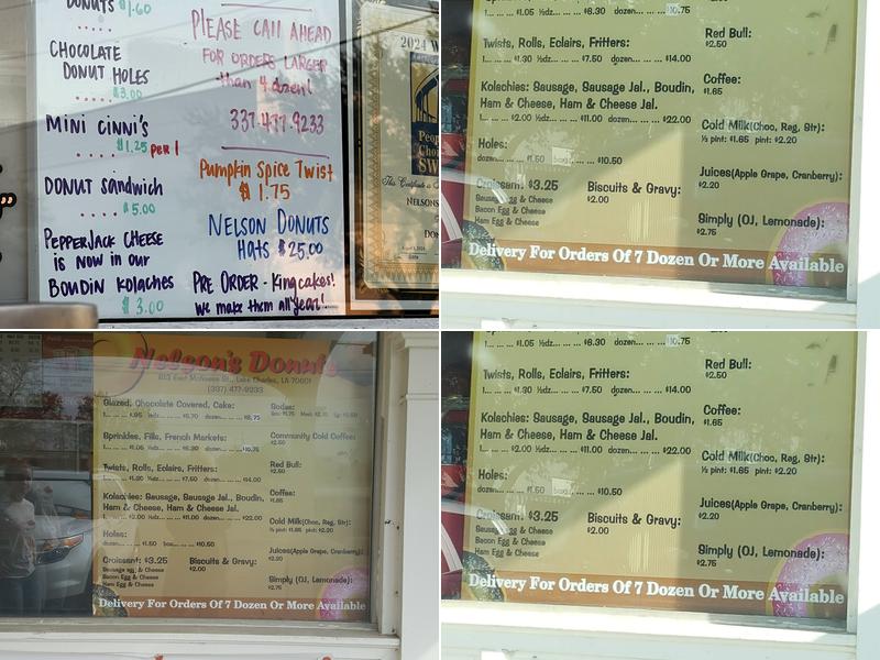 Nelson's Donuts Menu