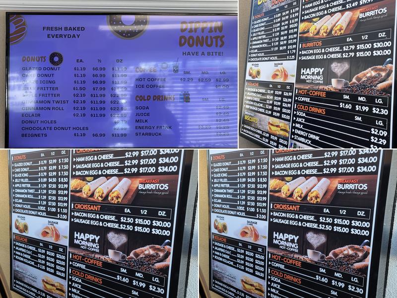 Dippin Donuts Menu