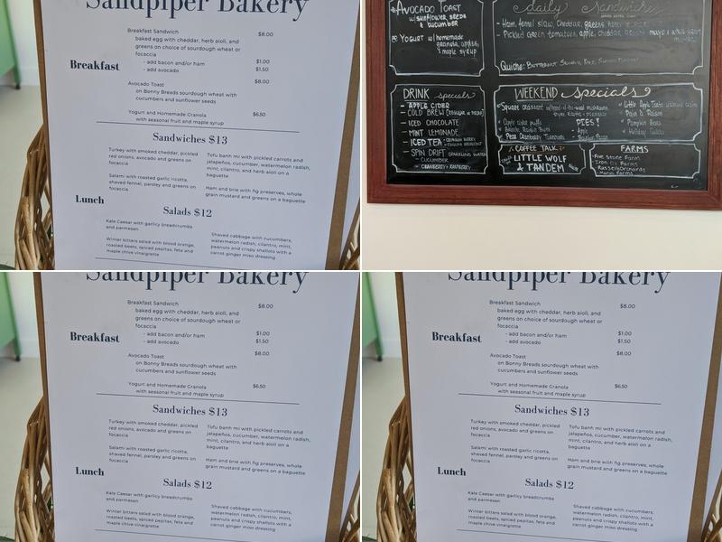 Sandpiper Bakery Menu