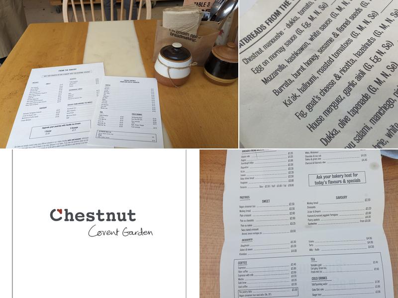 Chestnut Bakery, Belgravia Menu
