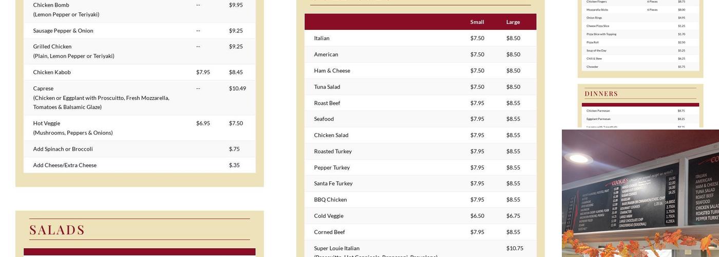 D'Orsi's Bakery & Delicatessen Menu