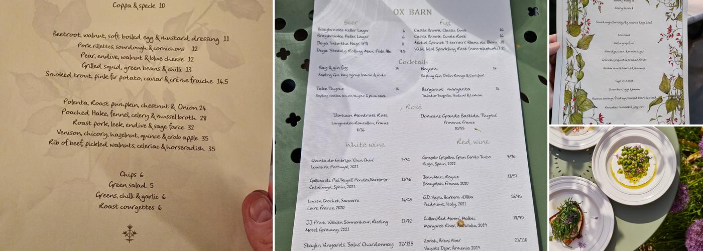 The Ox Barn Menu
