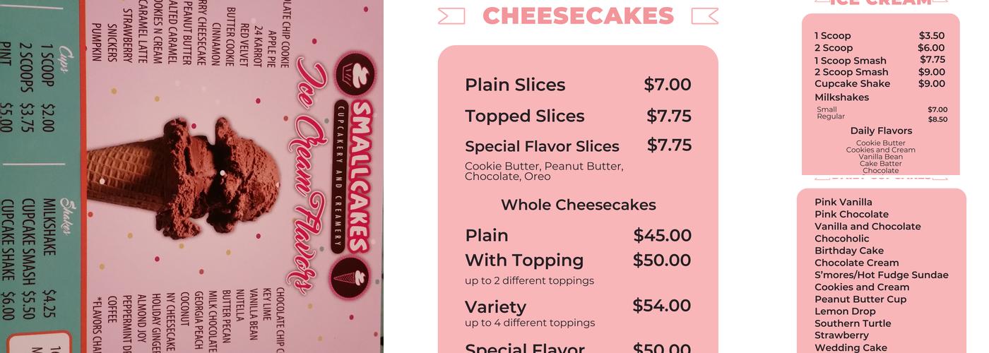 Smallcakes Monroe Menu