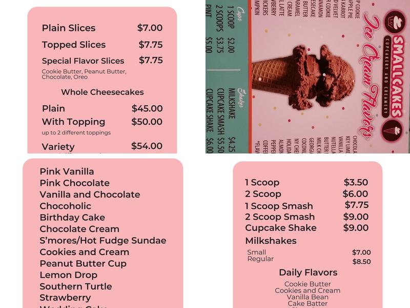 Smallcakes Monroe Menu