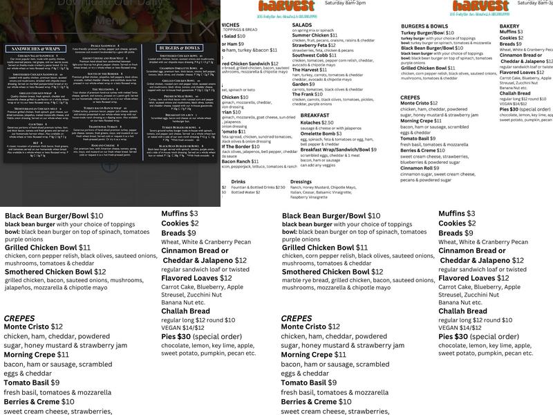 Daily Harvest Menu