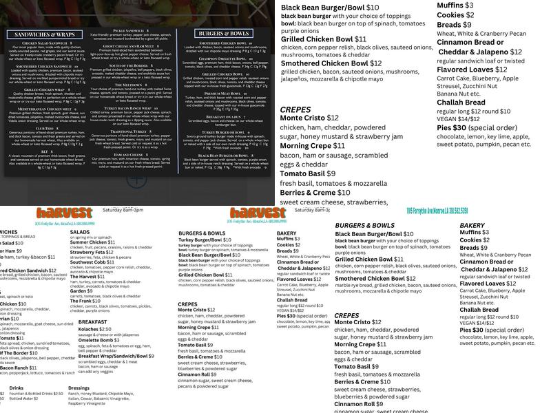 Daily Harvest Menu