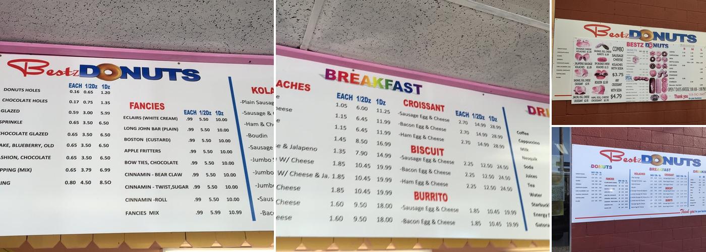 Bestz Donuts Menu