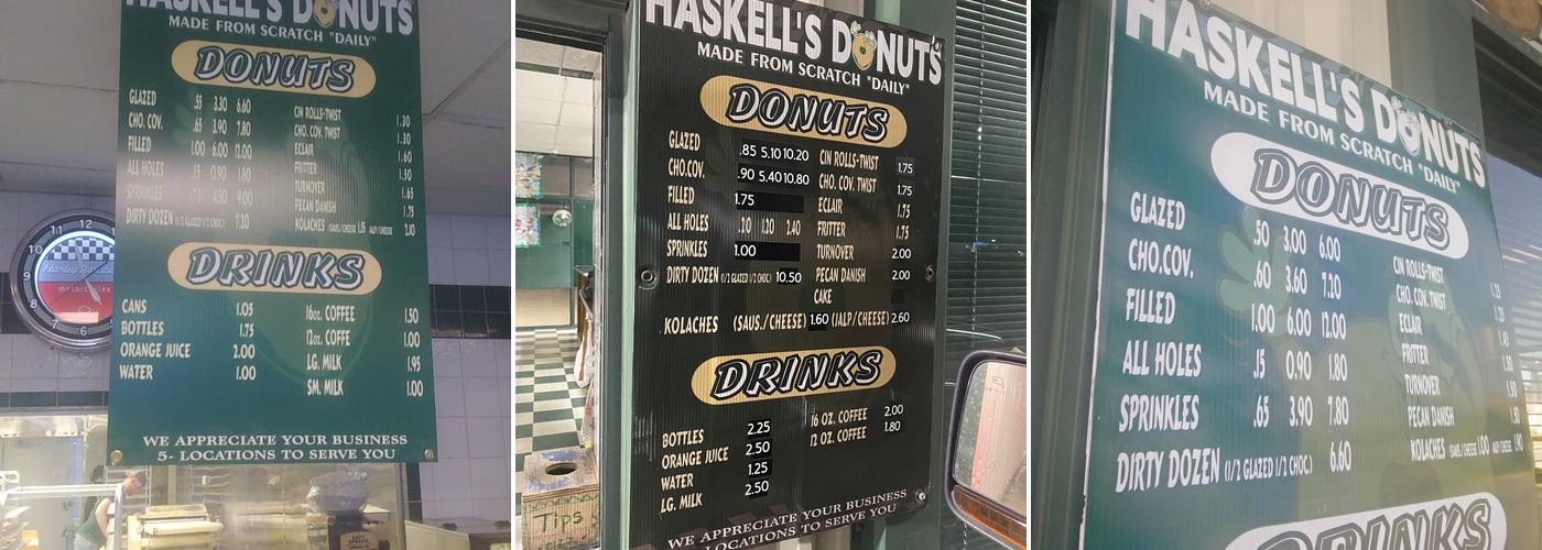 Haskell Donuts Menu