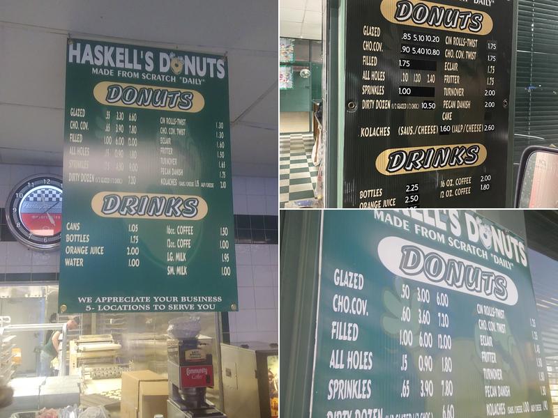 Haskell Donuts Menu